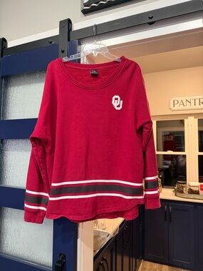 Campus Heritage Crimson Pullover Sweatshirt with Stripe Accents